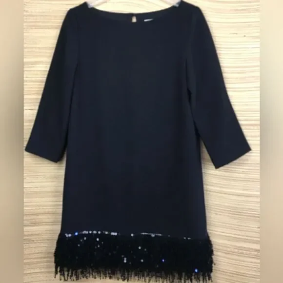 Kate Spade New York Bateau Neckline Fringe & Sequin Cocktail Mini Dress Size 4 - Picture 6 of 14